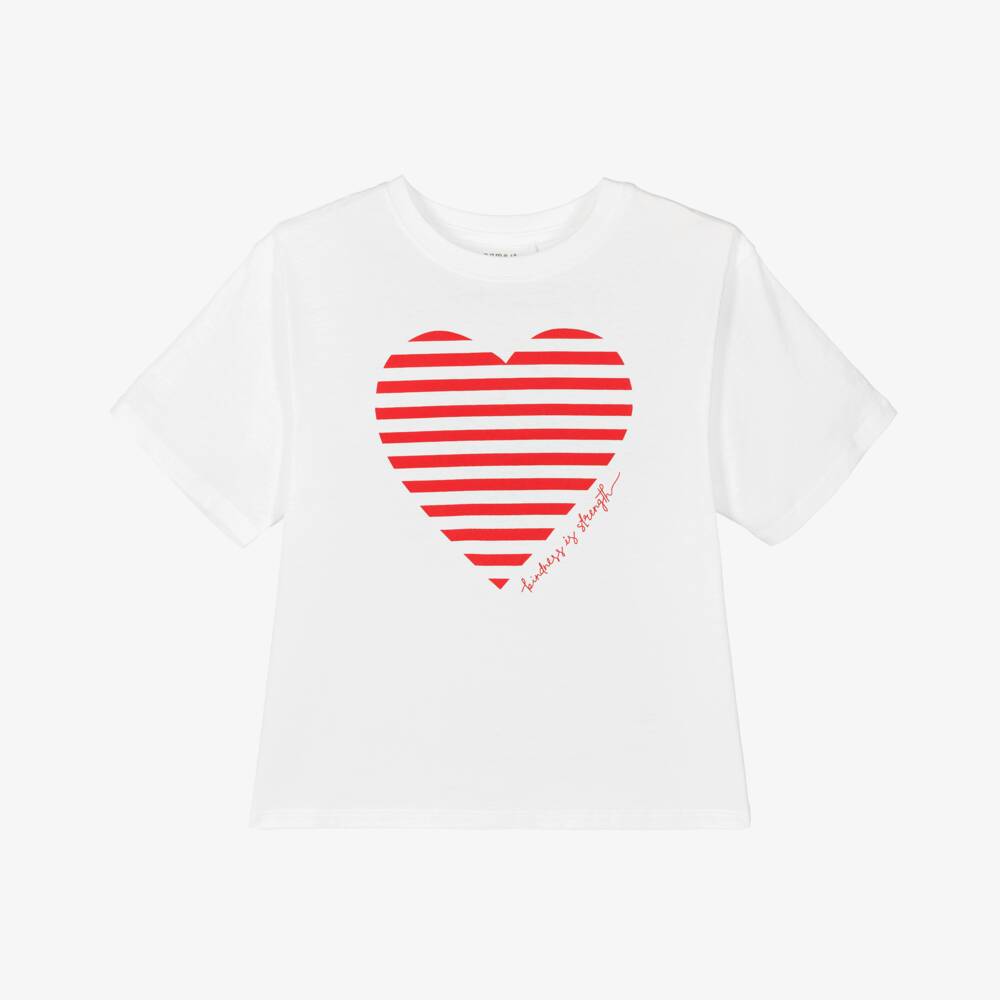 NAME IT-Girls White Tee with Heart Motif | Childrensalon Outlet