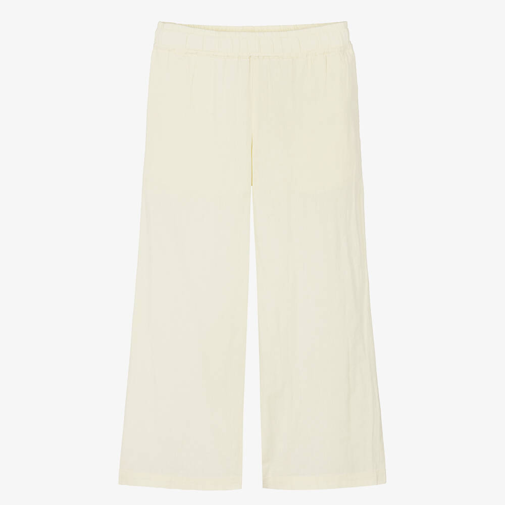 NAME IT-Girls Yellow Cotton & Linen Trousers | Childrensalon Outlet