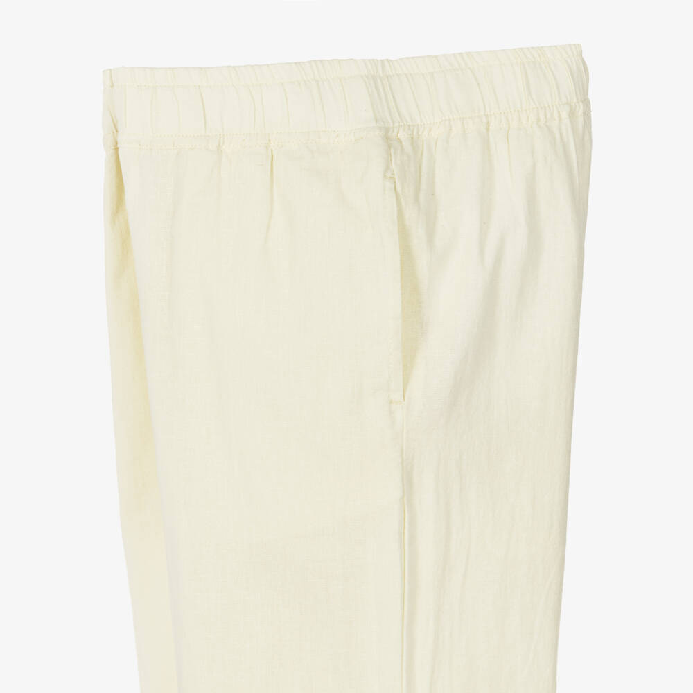 NAME IT-Girls Yellow Cotton & Linen Trousers | Childrensalon Outlet