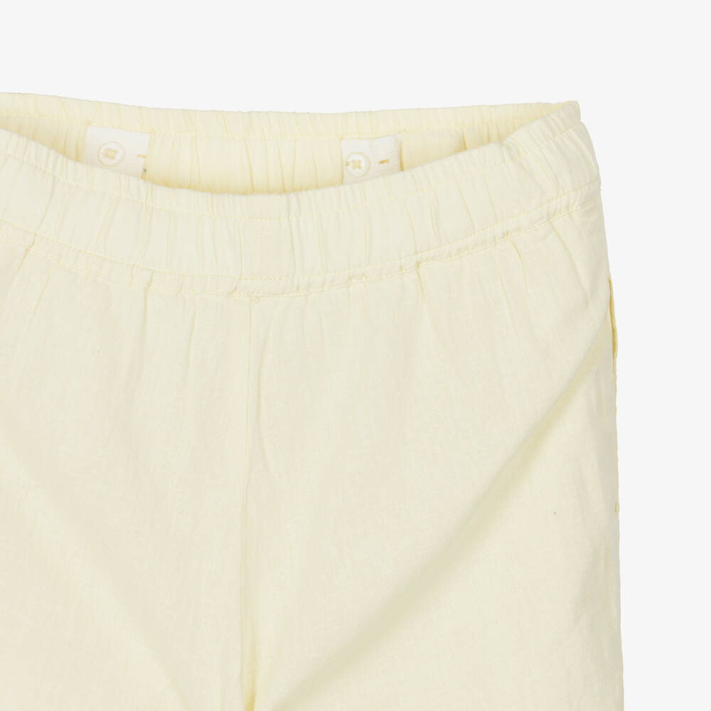 NAME IT-Girls Yellow Cotton & Linen Trousers | Childrensalon Outlet