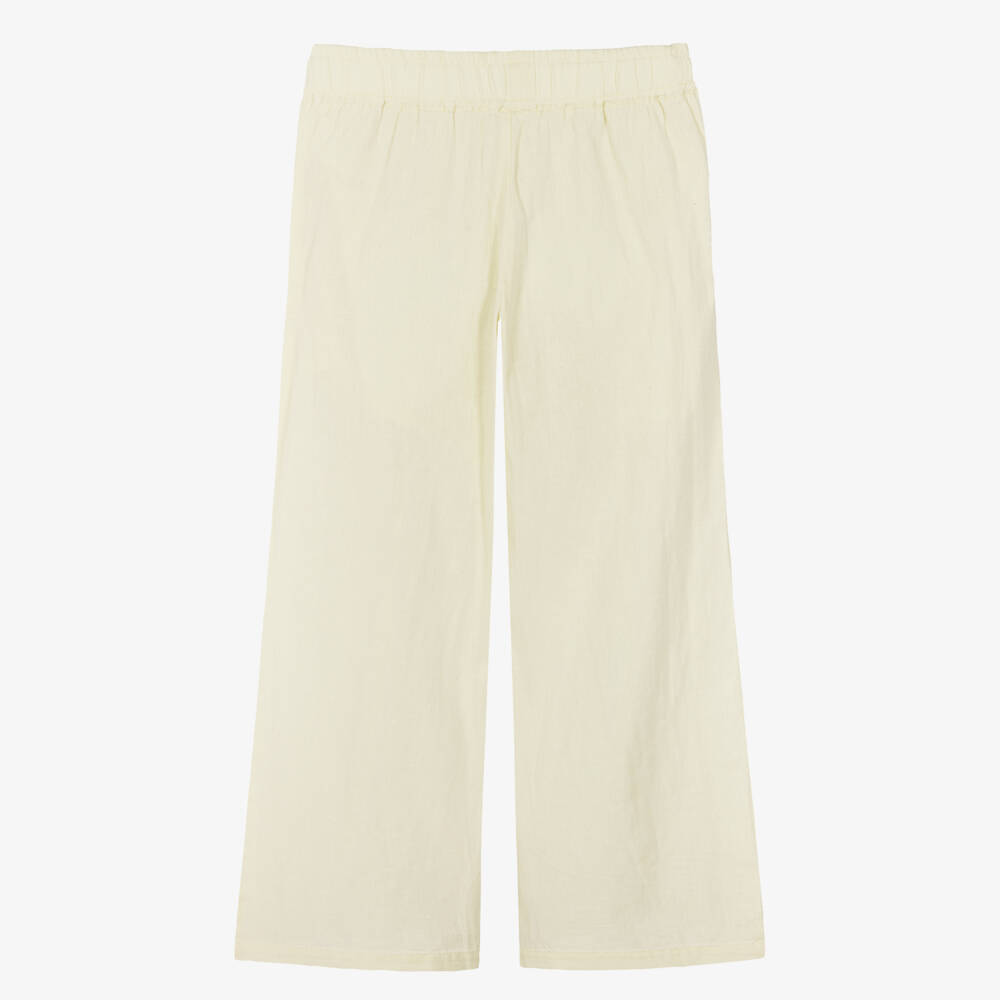 NAME IT-Girls Yellow Cotton & Linen Trousers | Childrensalon Outlet