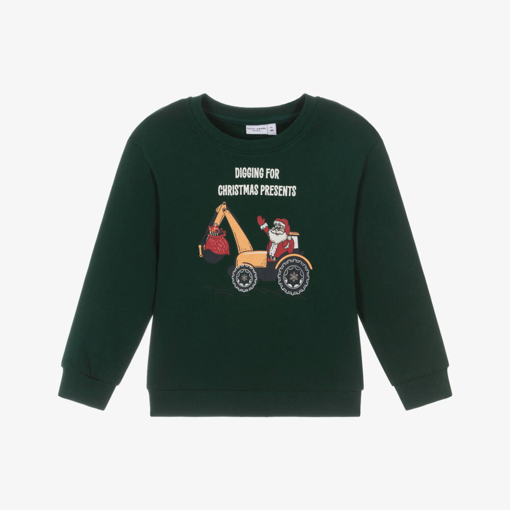 NAME IT-Green Digging Santa Sweatshirt | Childrensalon Outlet
