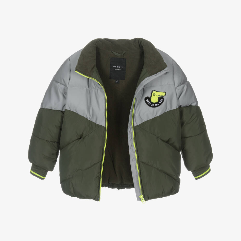 NAME IT-Green Reflective Dinosaur Jacket | Childrensalon Outlet