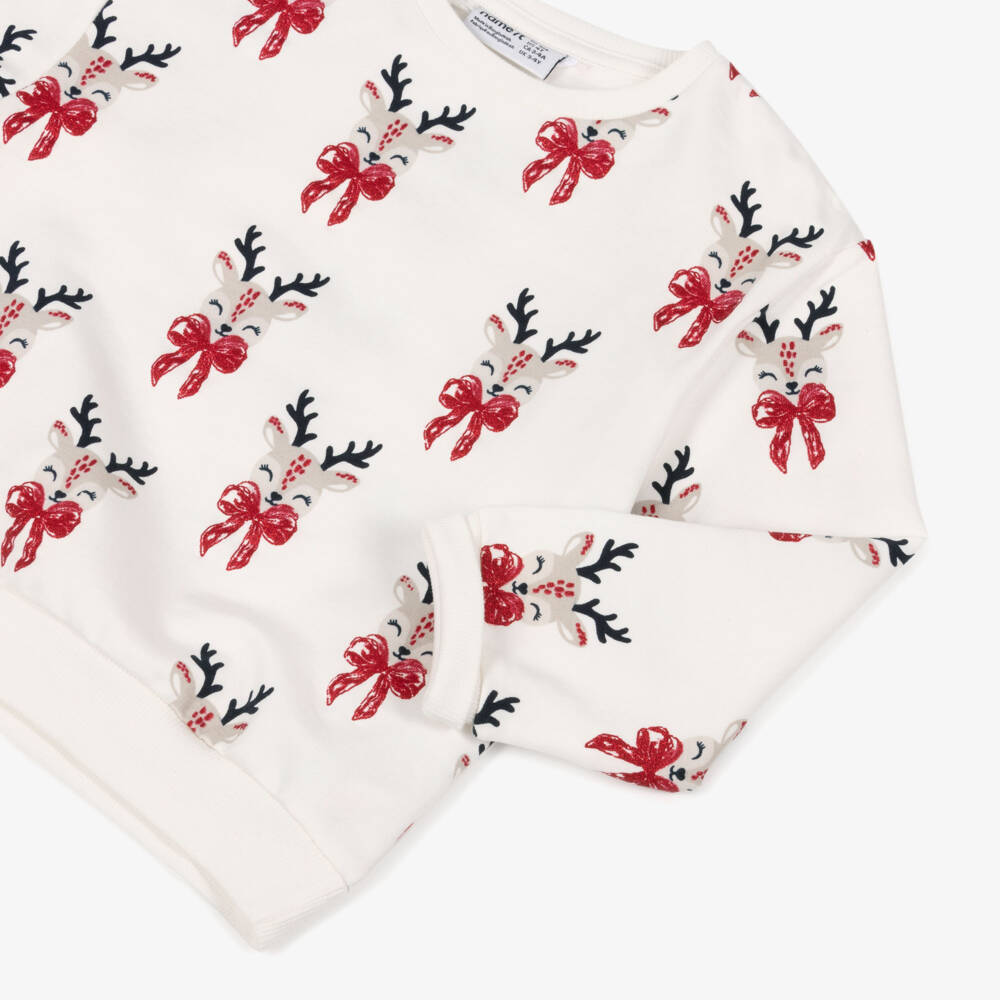 NAME IT-Ivory Reindeer Print Sweatshirt | Childrensalon Outlet