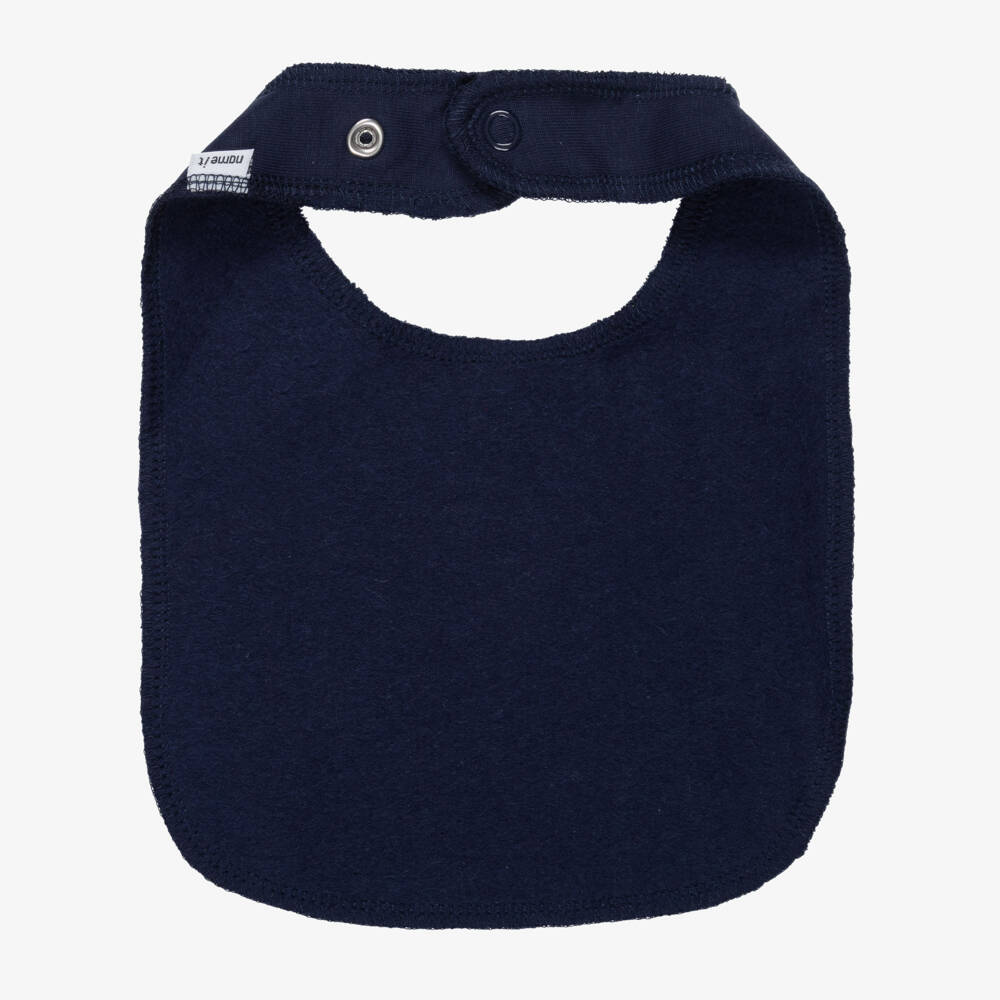 NAME IT-Navy Blue Organic Cotton Festive Reindeer Print Bib | Childrensalon Outlet