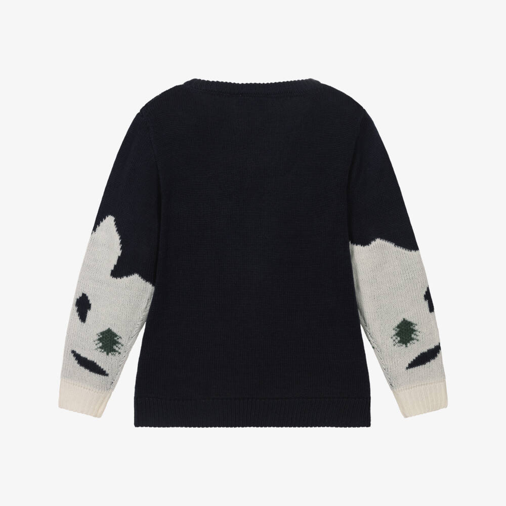 NAME IT-Navy Blue Snowboarding Dinosaur Christmas Jumper | Childrensalon Outlet