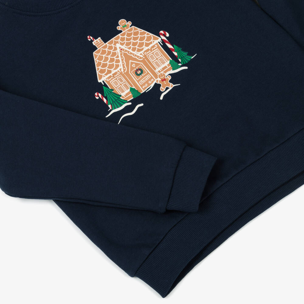 NAME IT-Navy Gingerbread House Sweatshirt | Childrensalon Outlet