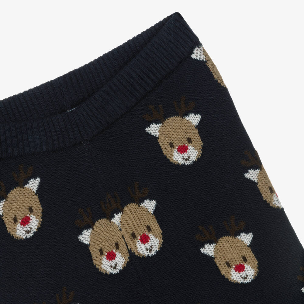 NAME IT-Navy Reindeer Knit Leggings | Childrensalon Outlet