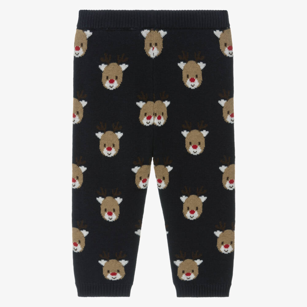 NAME IT-Navy Reindeer Knit Leggings | Childrensalon Outlet