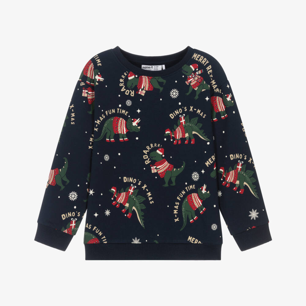NAME IT-Navy Xmas Print Sweatshirt | Childrensalon Outlet