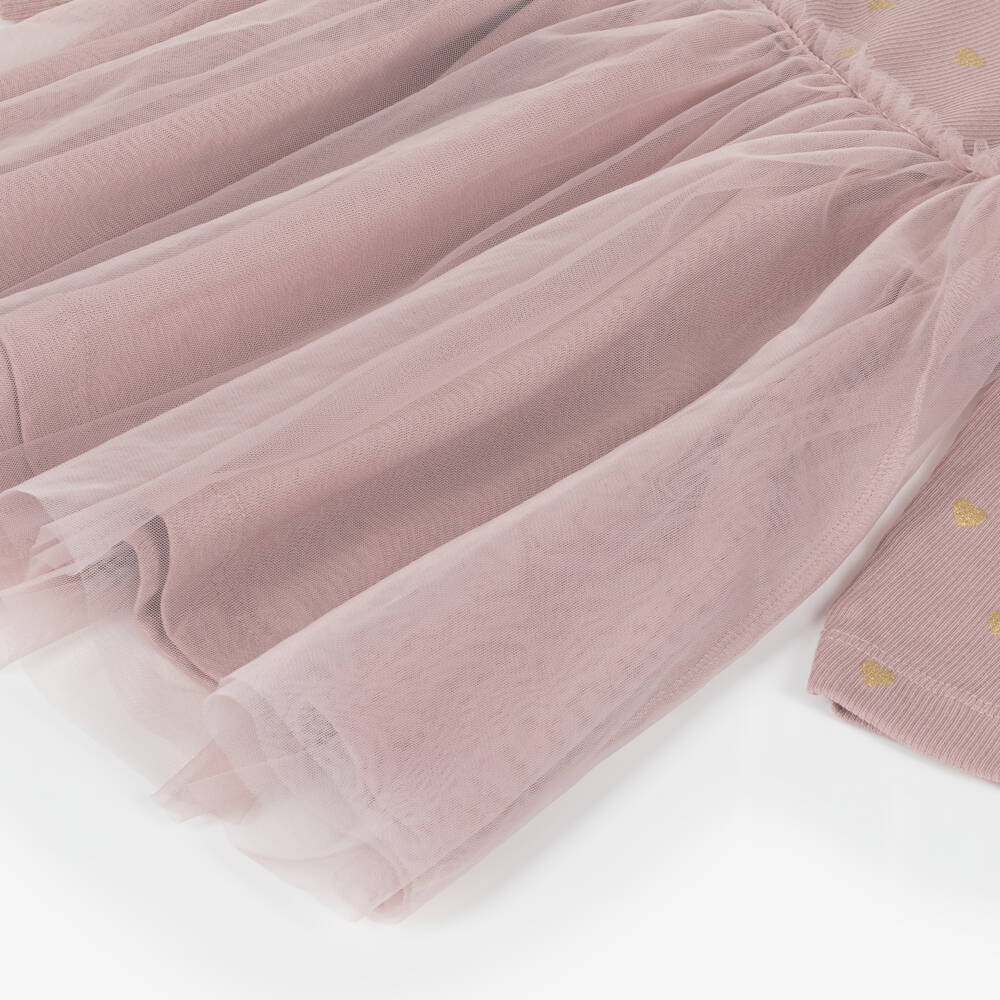 NAME IT-Pink Heart Print Tulle Dress | Childrensalon Outlet