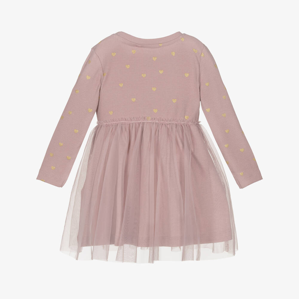 NAME IT-Pink Heart Print Tulle Dress | Childrensalon Outlet