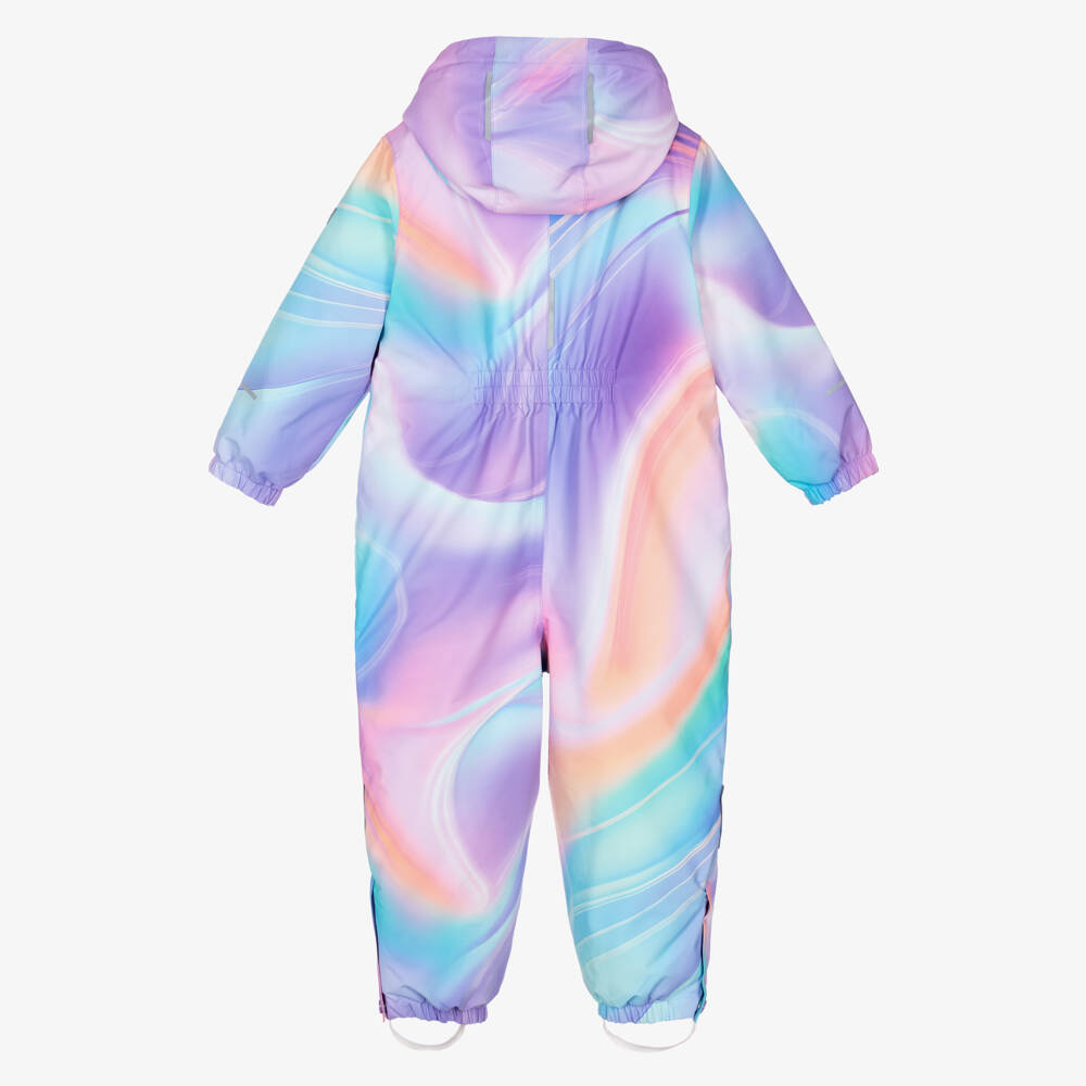 NAME IT-Purple Pink & Blue Technical Snowsuit with Faux Fur Trim Hood | Childrensalon Outlet