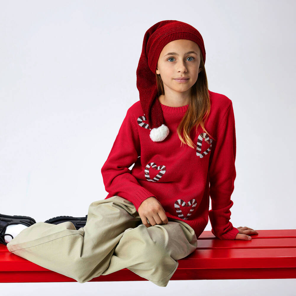 NAME IT-Red Candycane Sequin Sweater | Childrensalon Outlet