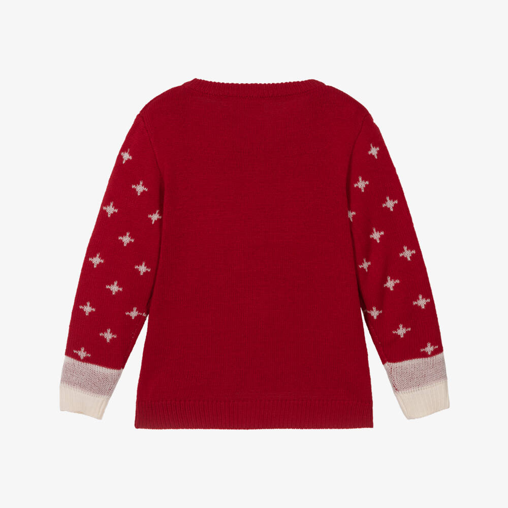 NAME IT-Red Fluffy Reindeer Christmas Jumper | Childrensalon Outlet