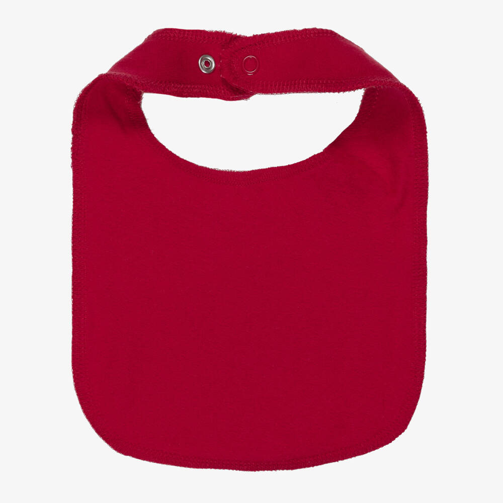 NAME IT-Red Organic Cotton Festive Candy Cane Print Bib | Childrensalon Outlet