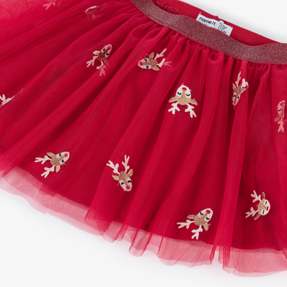 NAME IT-Red Reindeer Tulle Skirt | Childrensalon Outlet