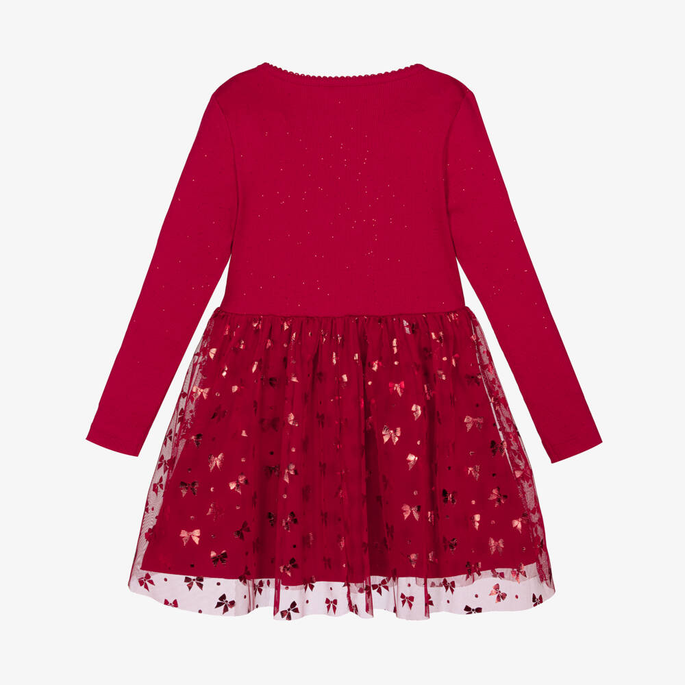 NAME IT-Red Rib And Tulle Dress | Childrensalon Outlet
