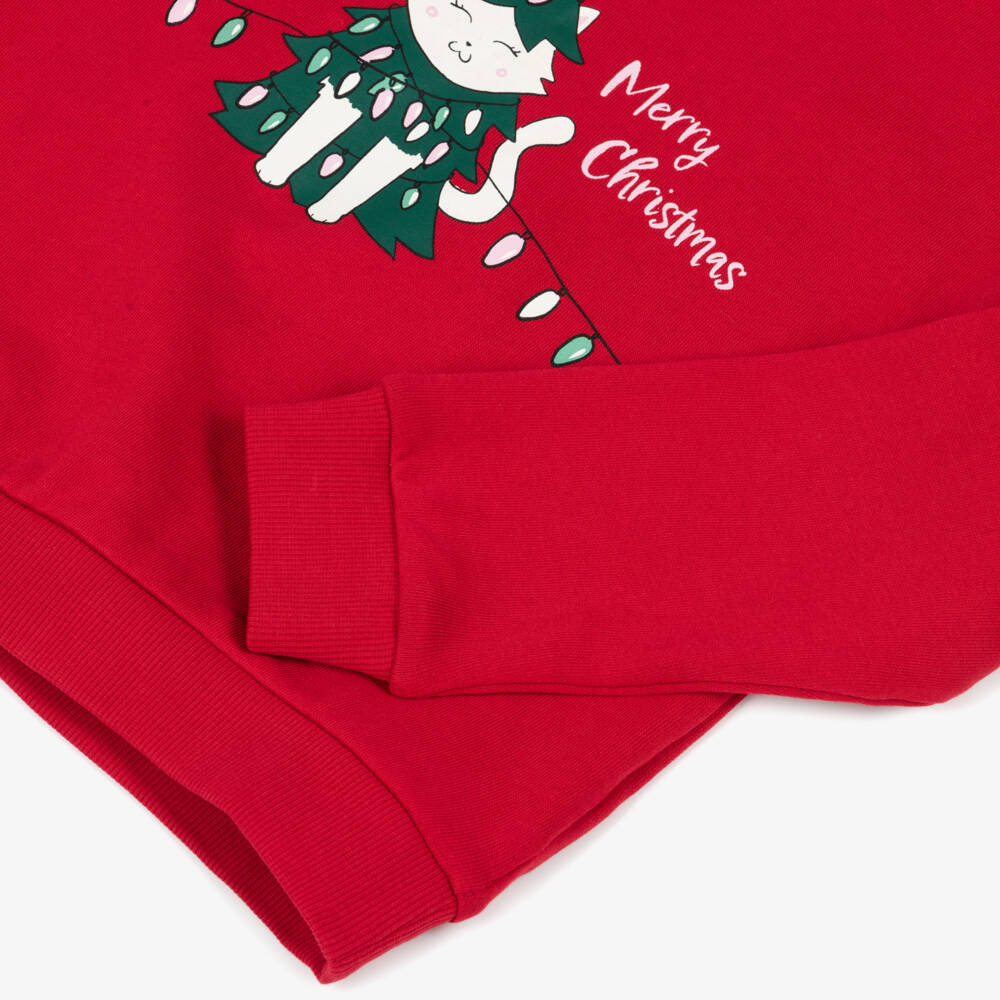 NAME IT-Red Xmas Cat Sweatshirt | Childrensalon Outlet