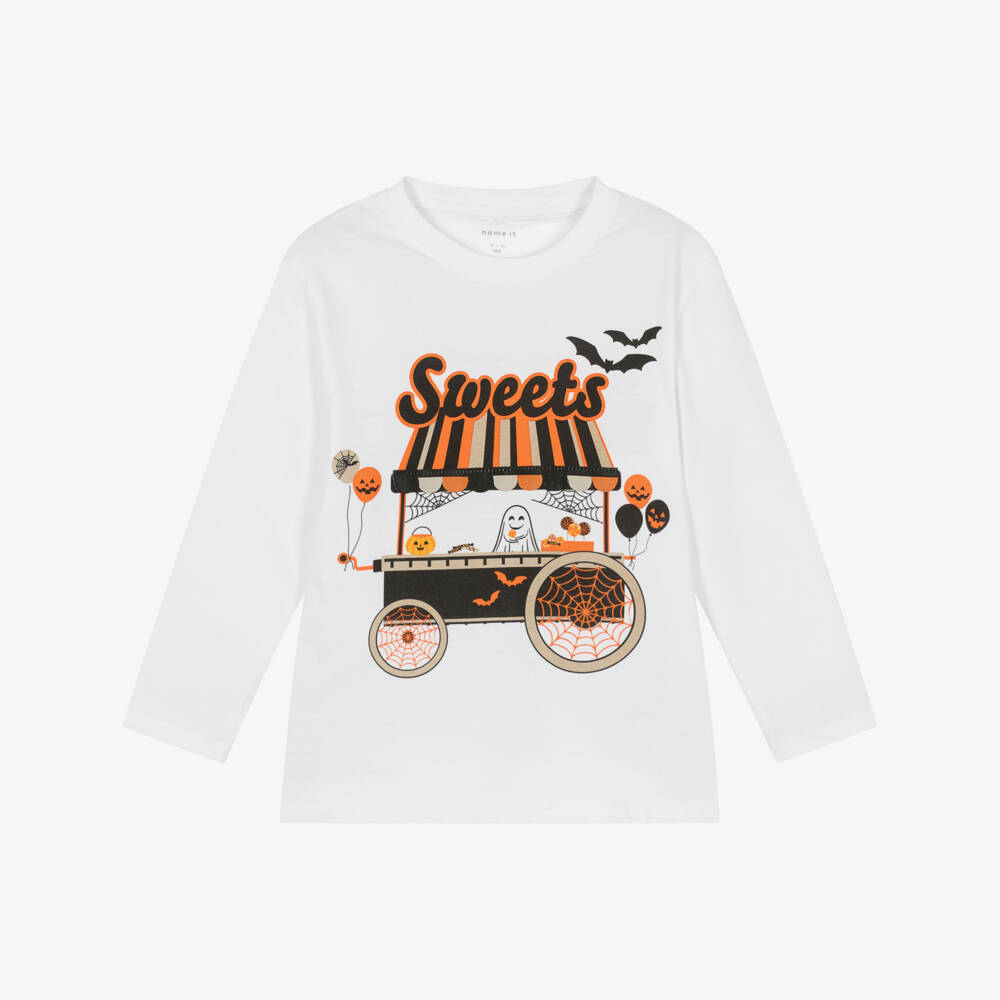 NAME IT-White Ghost Sweet Print Ls Tshirt | Childrensalon Outlet