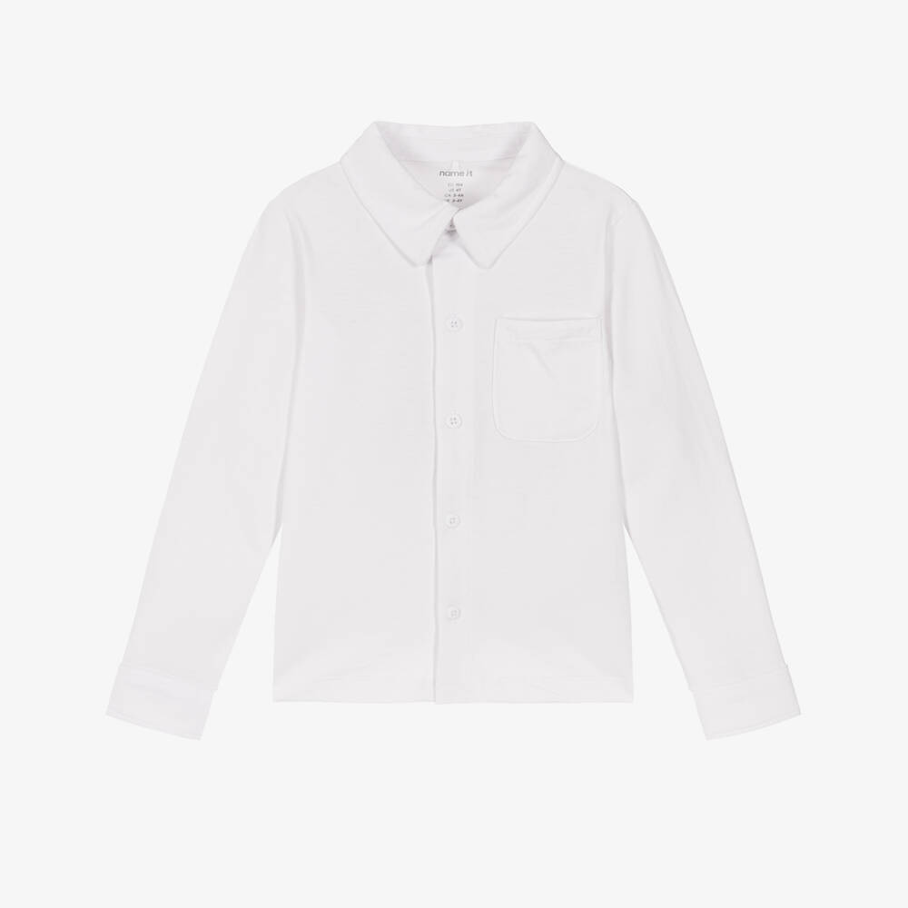 NAME IT-White Jersey Ls Shirt | Childrensalon Outlet