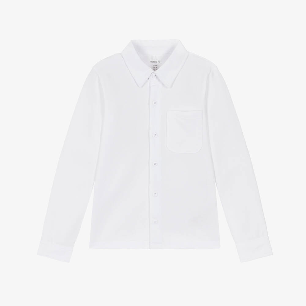 NAME IT-White Jersey Ls Shirt | Childrensalon Outlet