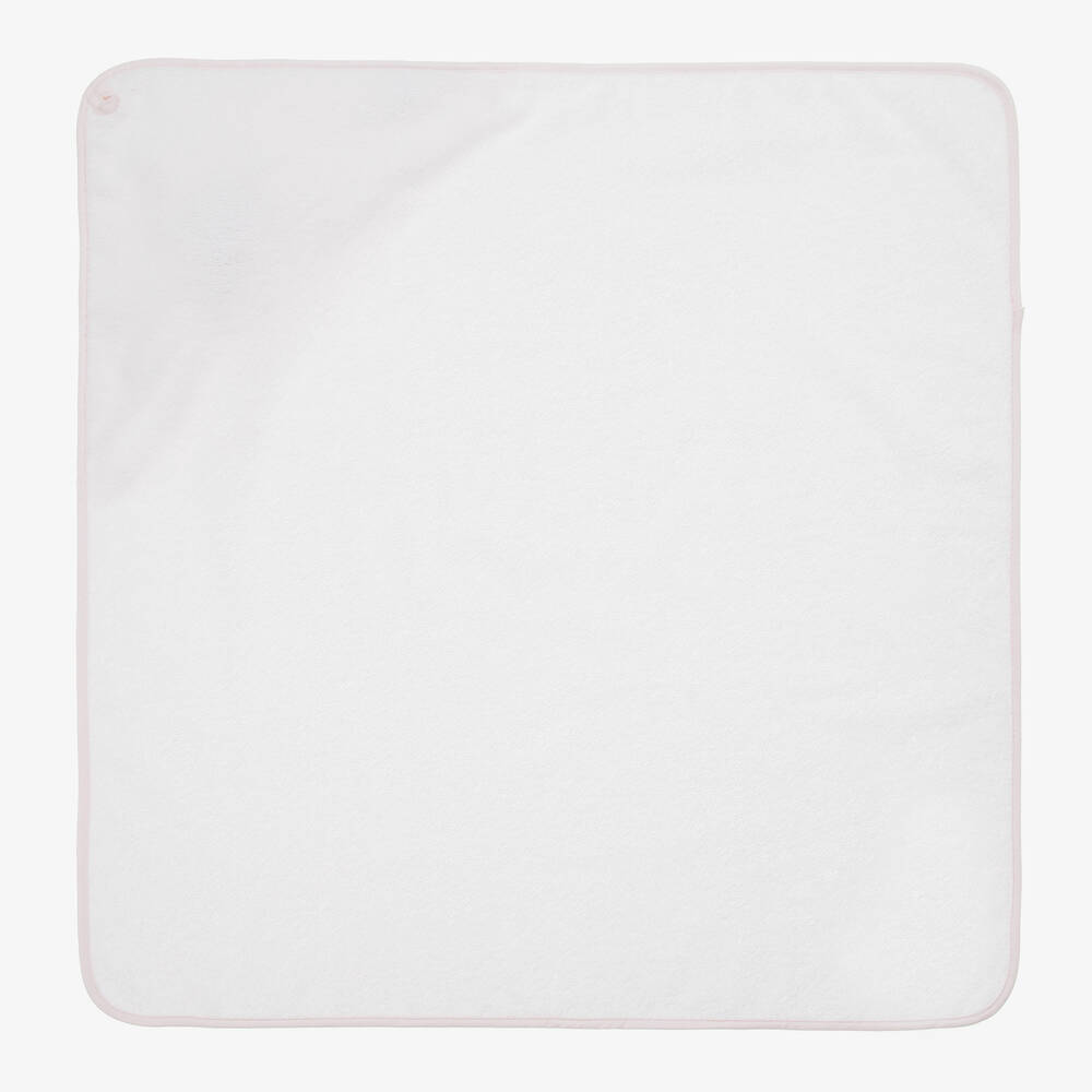 نانان-منشفة هودي قطن لون أبيض وزهري  (74سم) | Childrensalon Outlet