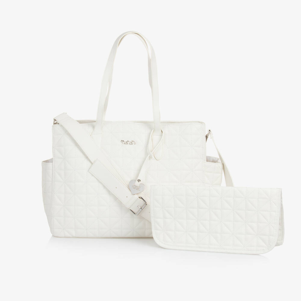 Nanán-White Quilted Changing Bag (39cm) | Childrensalon Outlet