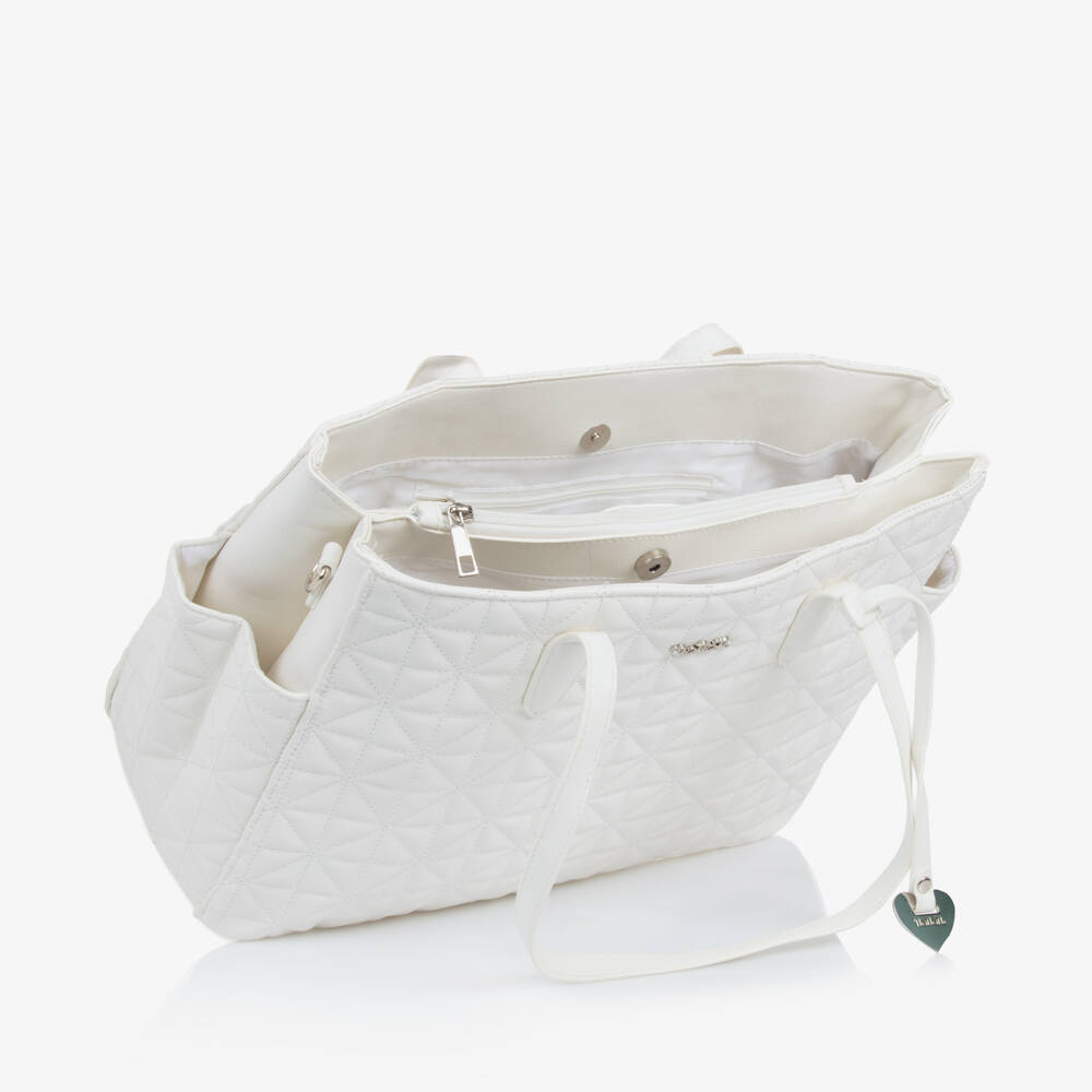 Nanán-White Quilted Changing Bag (39cm) | Childrensalon Outlet