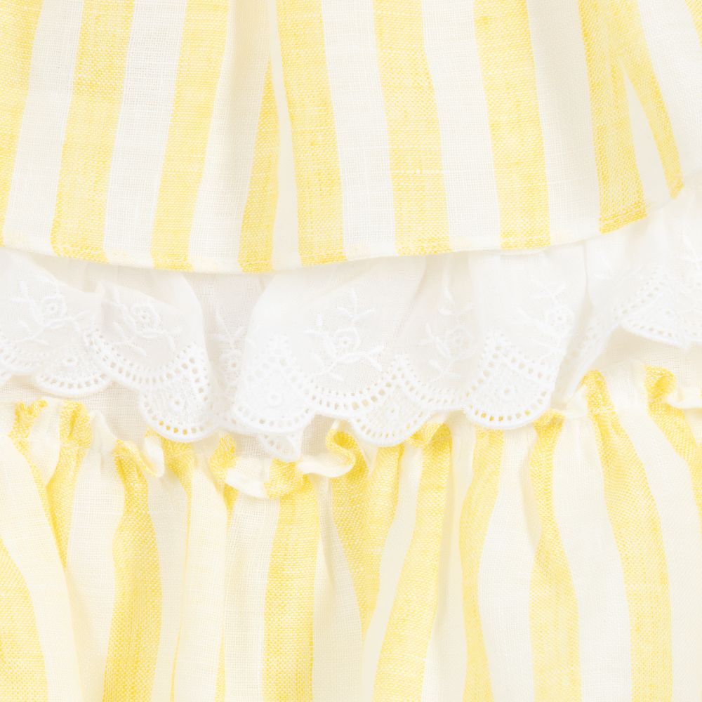 Nanos-Baby Girls Linen & Lace Dress  | Childrensalon Outlet