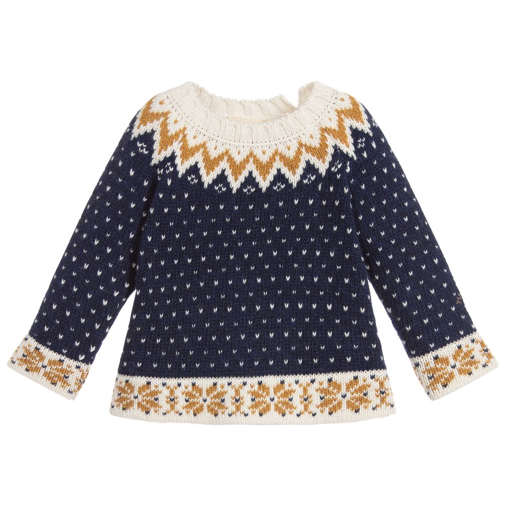 Nanos - Blue Knitted Wool Sweater | Childrensalon