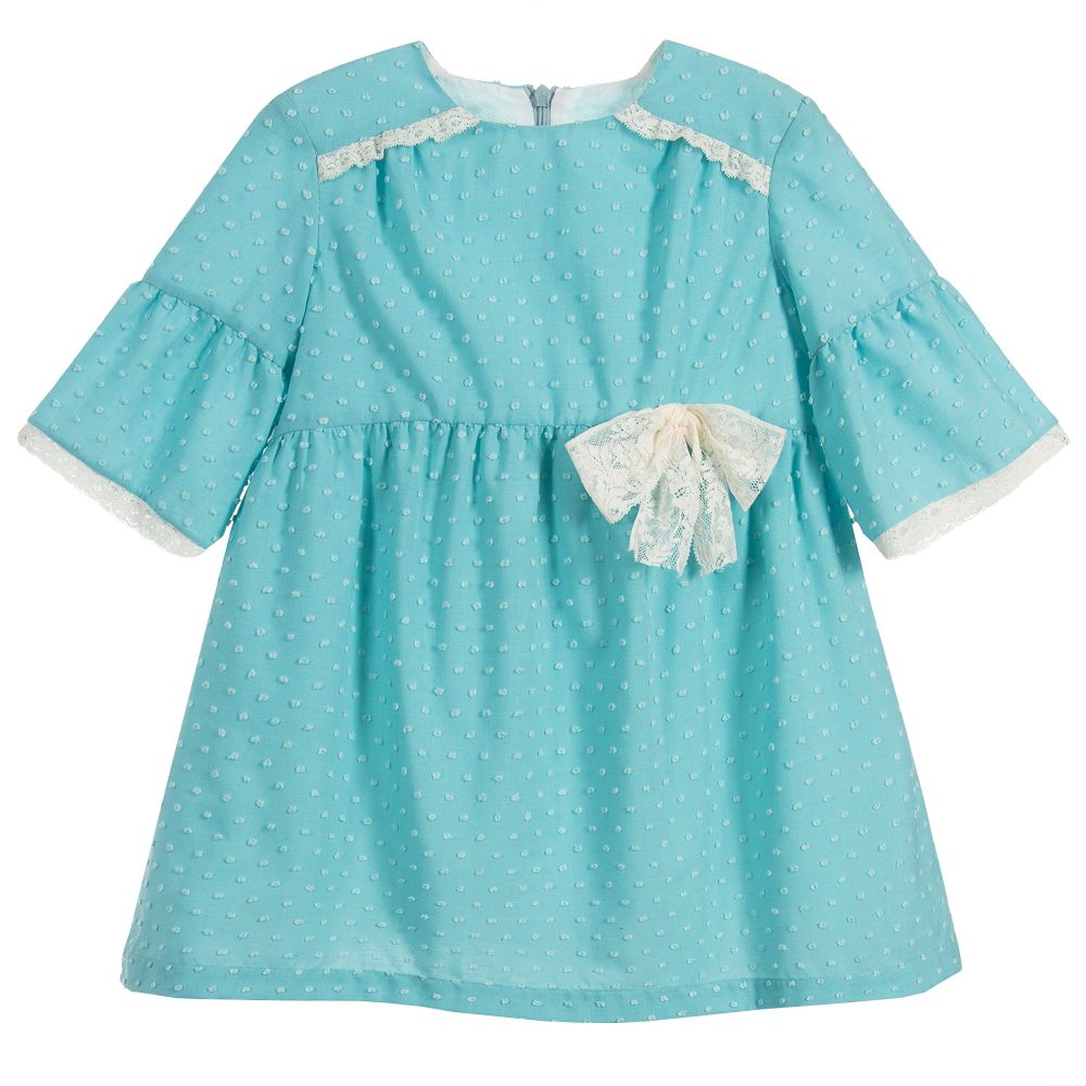 Nanos - Girls Blue Polycotton Dress | Childrensalon