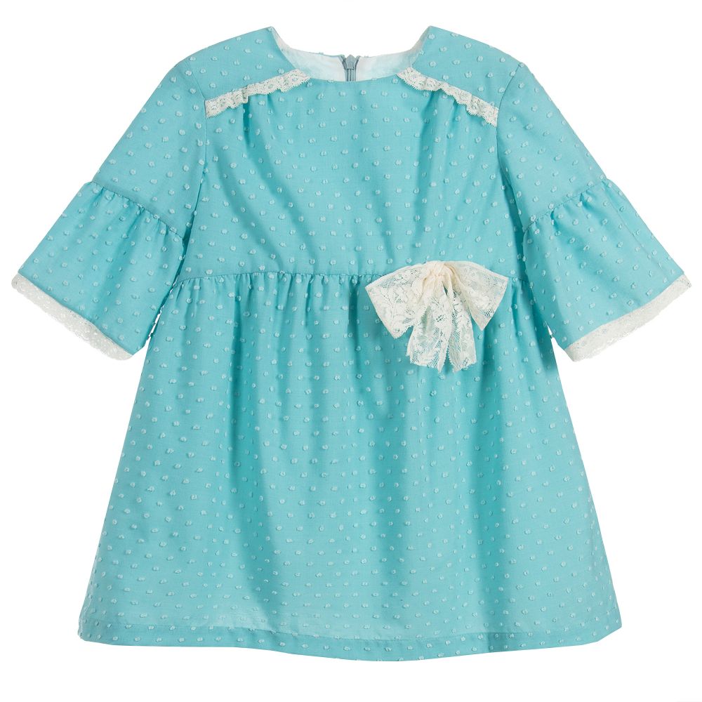 Nanos Girls Blue Polycotton Dress Childrensalon Outlet