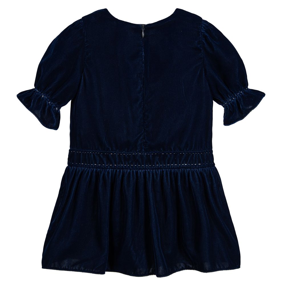 Nanos-Girls Blue Velvet Dress | Childrensalon Outlet