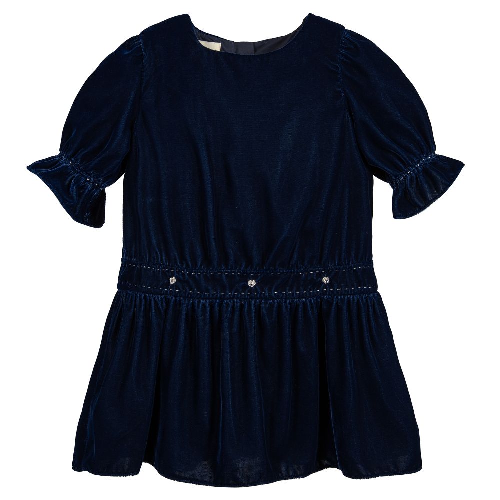 Nanos-Girls Blue Velvet Dress | Childrensalon Outlet