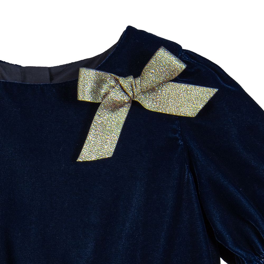 Nanos-Girls Blue Velvet Dress | Childrensalon Outlet