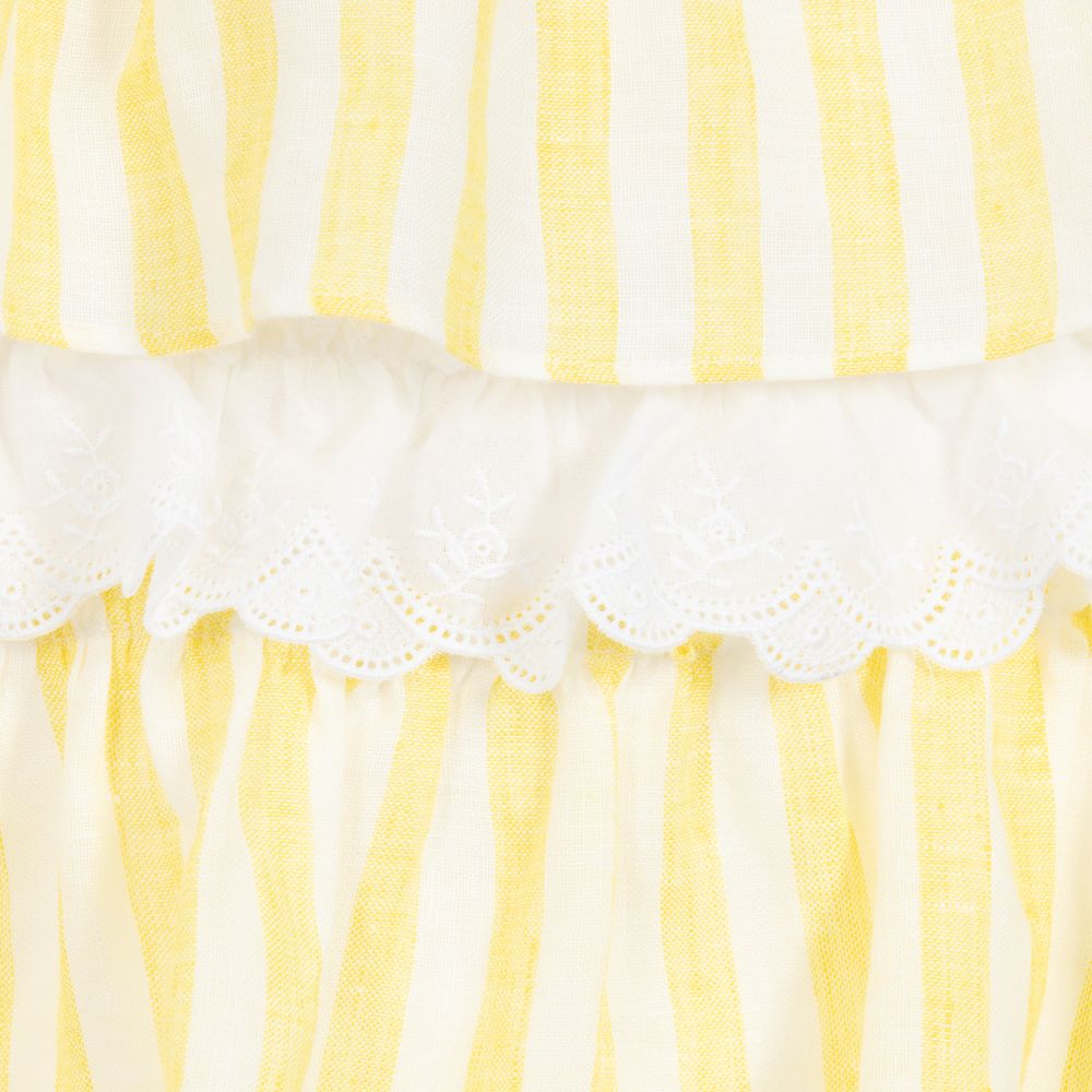 Nanos-Girls Linen & Lace Dress  | Childrensalon Outlet