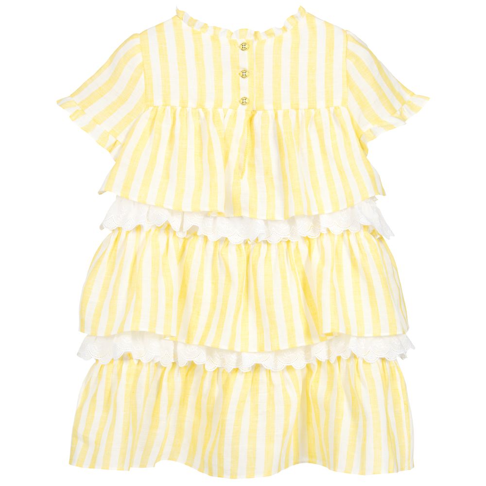 Nanos-Girls Linen & Lace Dress  | Childrensalon Outlet