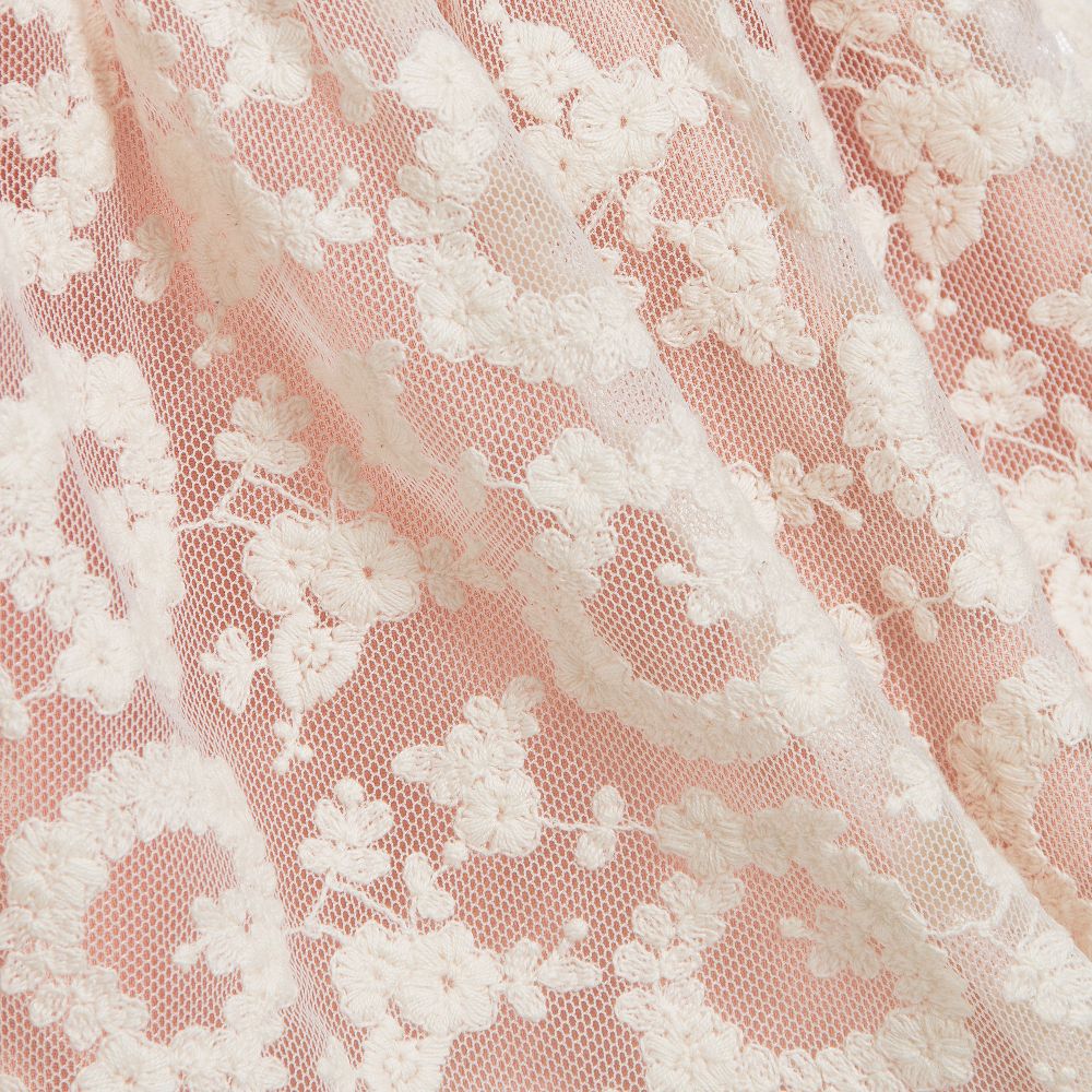 Nanos-Girls Pink Dress with Embroidered Overlay | Childrensalon Outlet