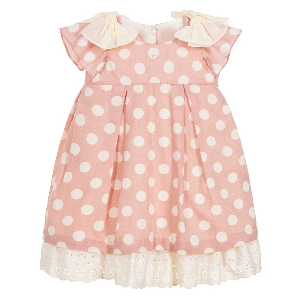 Nanos - Girls Pink Polka Dot Dress | Childrensalon