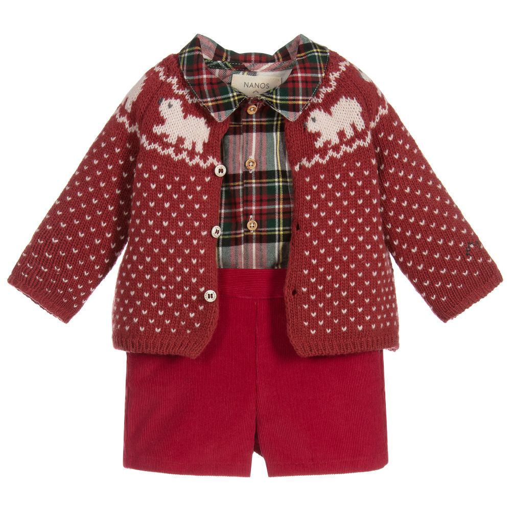 Nanos - Red 3 Piece Shorts Set | Childrensalon