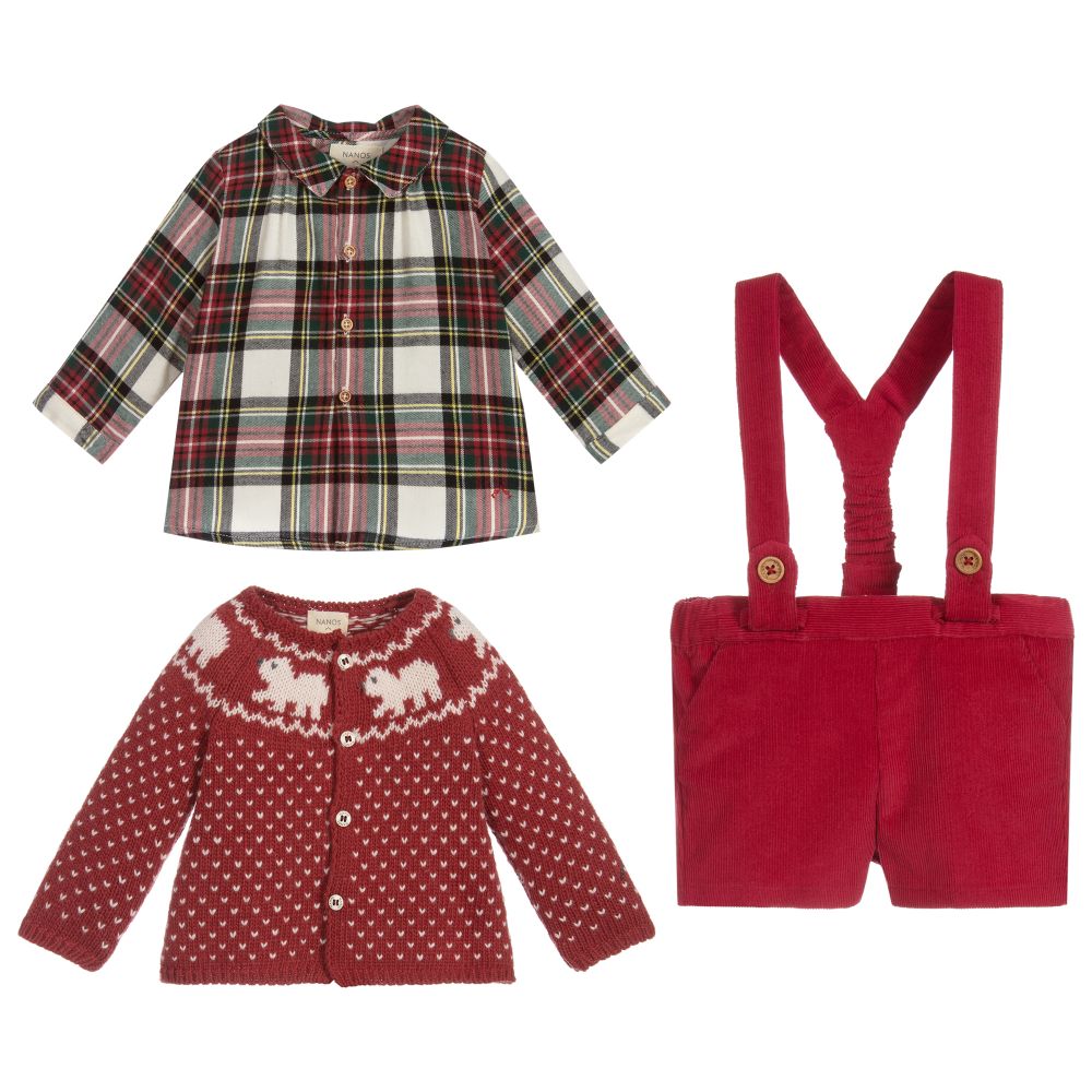 Nanos-Red 3 Piece Shorts Set | Childrensalon Outlet