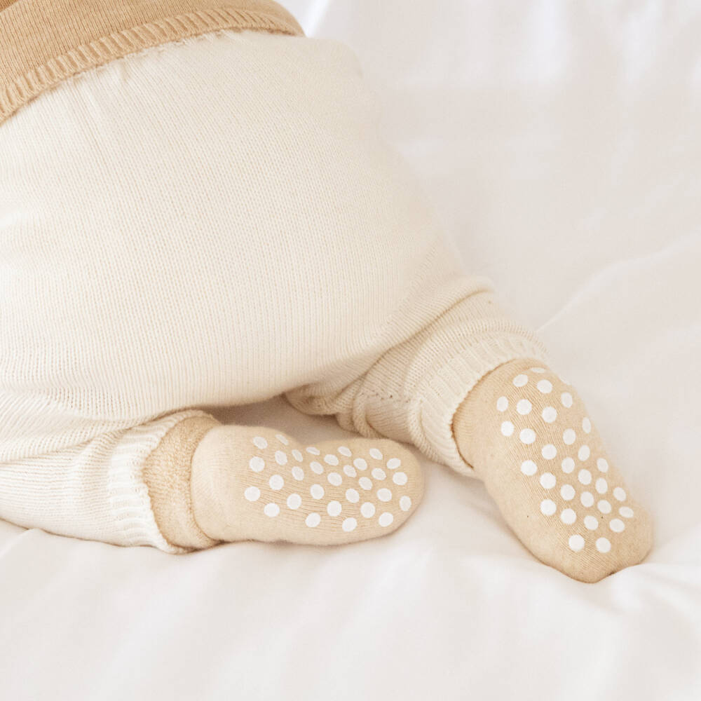 NaturaPura-Ivory Baby Grip Cotton Socks | Childrensalon Outlet