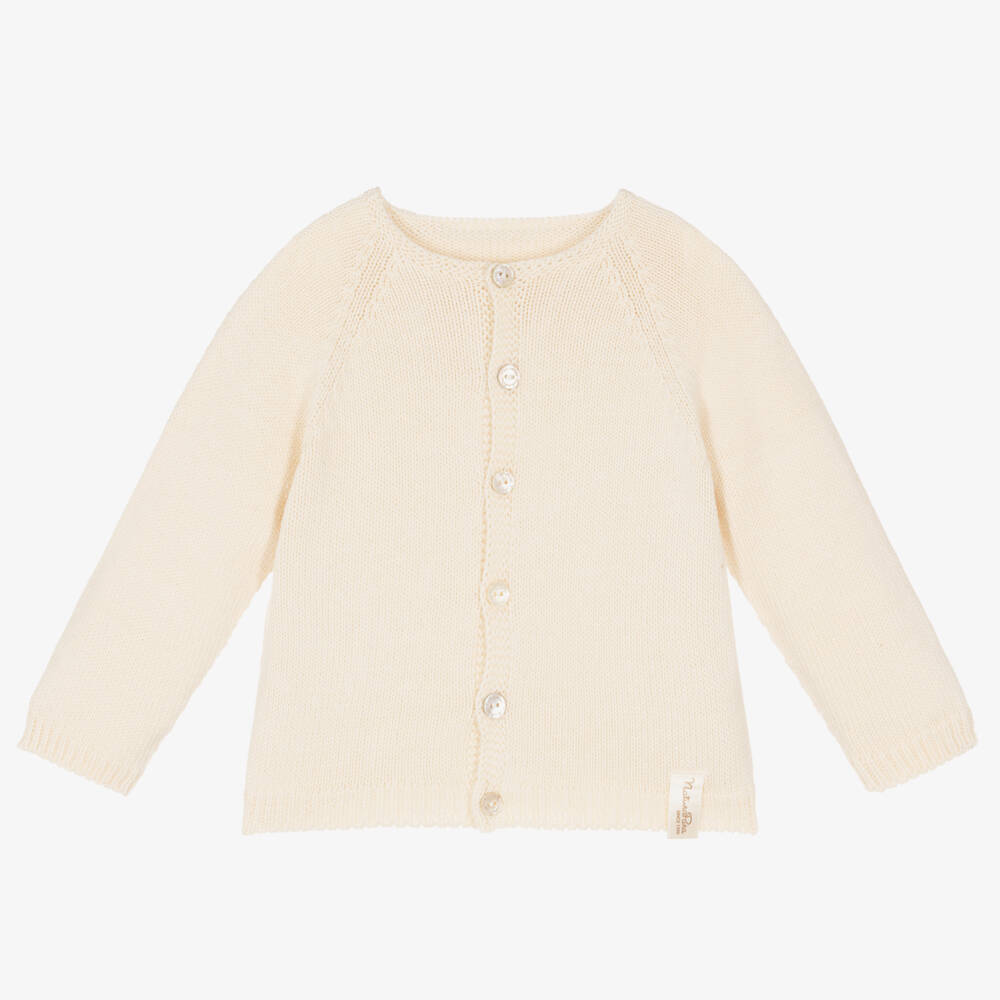 NaturaPura-Ivory Organic Cotton Knit Cardigan | Childrensalon Outlet