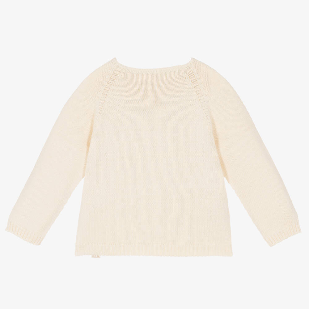NaturaPura-Ivory Organic Cotton Knit Cardigan | Childrensalon Outlet