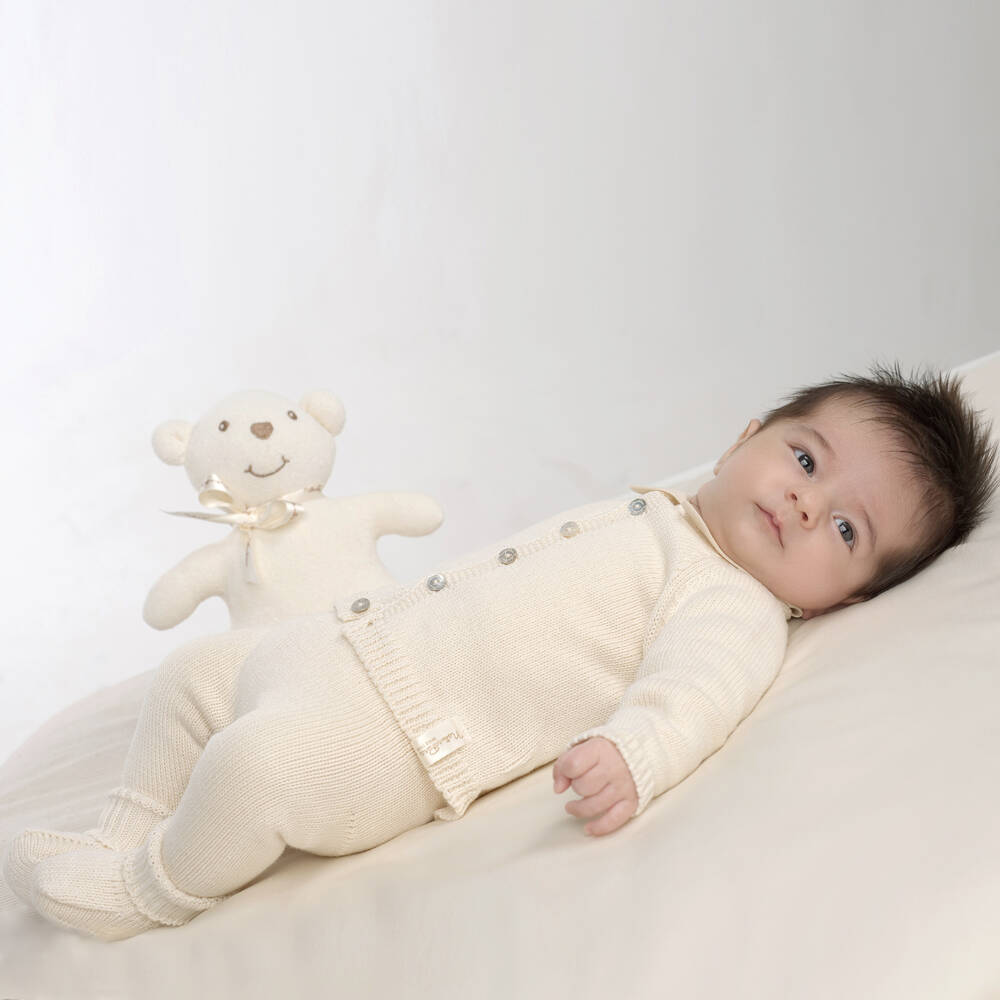 NaturaPura-Ivory Organic Cotton Knit Cardigan | Childrensalon Outlet