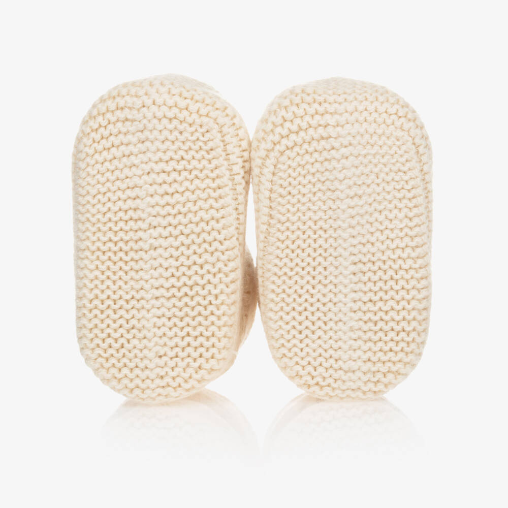 NaturaPura-Ivory Organic Cotton Knitted Booties | Childrensalon Outlet