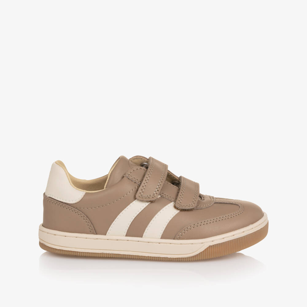 Naturino-Boys Beige & Ivory Leather Velcro Trainers | Childrensalon Outlet