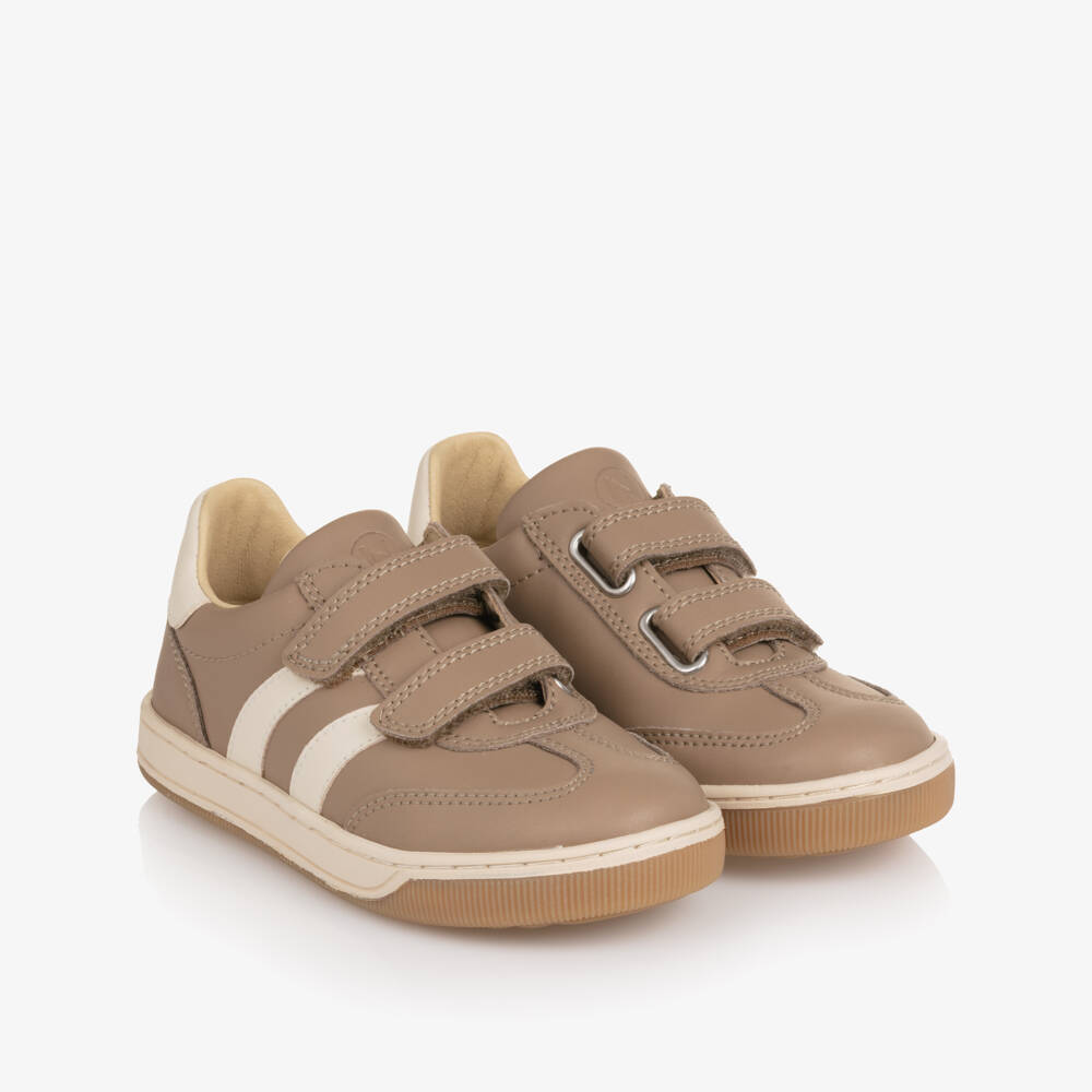 Naturino-Boys Beige & Ivory Leather Velcro Trainers | Childrensalon Outlet