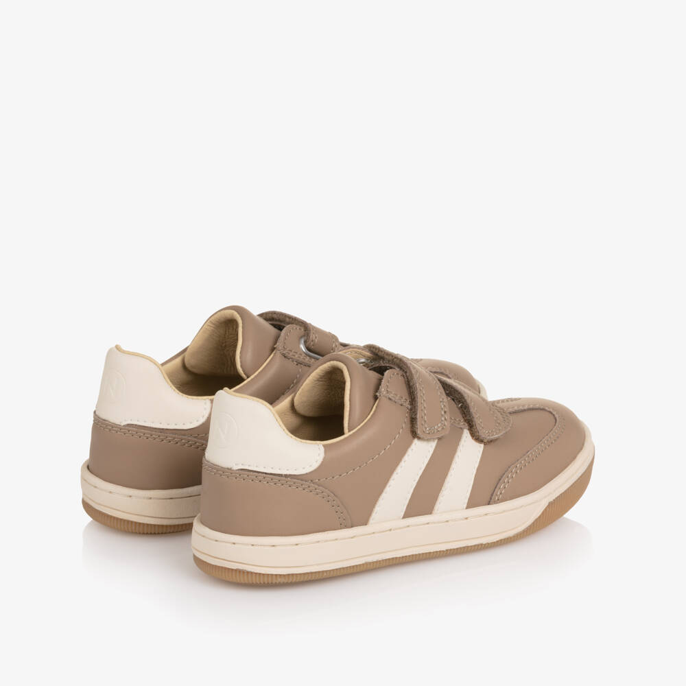 Naturino-Boys Beige & Ivory Leather Velcro Trainers | Childrensalon Outlet